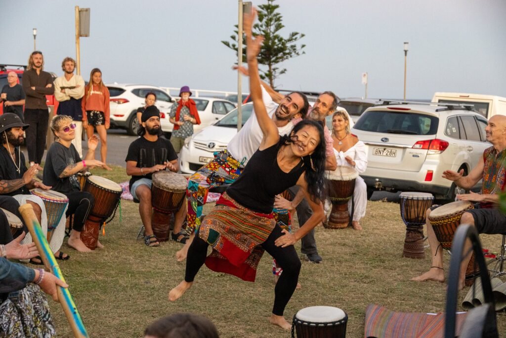 African dance outside with Djembe Alchemy